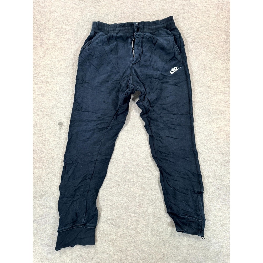 Nike French Terry Pants Mens Large Black Swoosh Logo Tapered Jogger 587597-010